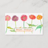 Zinnia Blume Aquarellfarben Pflanze Orange Visitenkarte (Vorderseite)