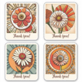 Zinnia Blume Groovy Retro Personalisiert Aufkleber (Vorderseite)