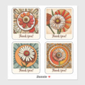 Zinnia Blume Groovy Retro Personalisiert Aufkleber (Blatt)