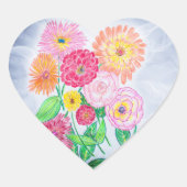 Zinnia Blume Kunst, Dichtung und Musik Herz-Aufkleber (Vorderseite)