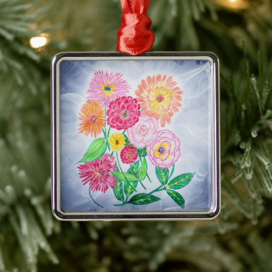 Zinnia Blume Kunst, Dichtung und Musik Ornament Aus Metall (Baum)