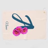 Zinnia Blume Monogramm Initial A Ihr Name Golfhandtuch (Horizontal)