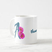 Zinnia Blume Monogramm Initial A Ihr Name Kaffeetasse (Vorderseite Links)