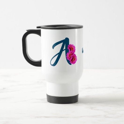 Zinnia Blume Monogramm Initial A Ihr Name  Reisebecher (Links)