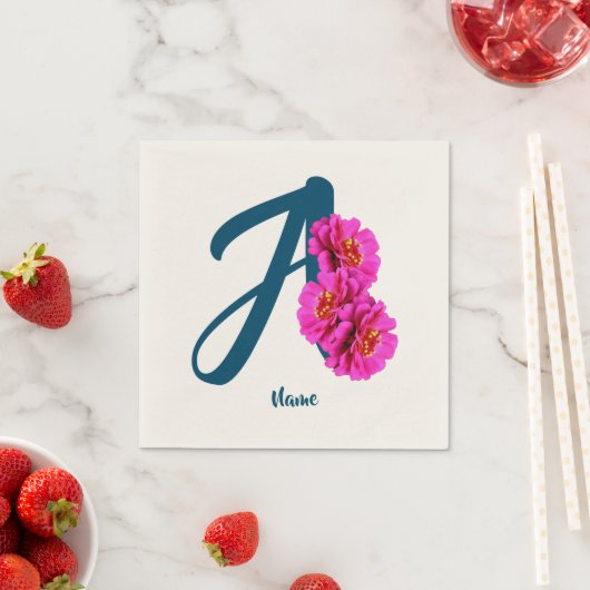 Zinnia Blume Monogramm Initial A Ihr Name Serviette (Beispiel)
