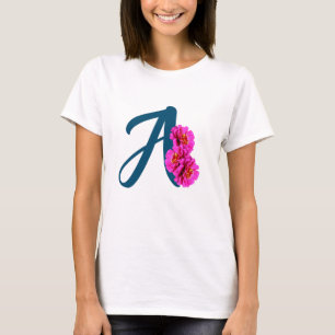 Zinnia-Blume Monogramm Initial-A-T - Shirt