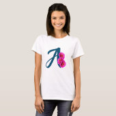 Zinnia-Blume Monogramm Initial-A-T - Shirt (Vorne ganz)