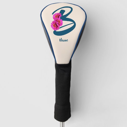 Zinnia Blume Monogramm Initial B Ihr Name Golf Headcover (Vorderseite)