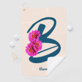 Zinnia Blume Monogramm Initial B Ihr Name Golfhandtuch (Insitu)