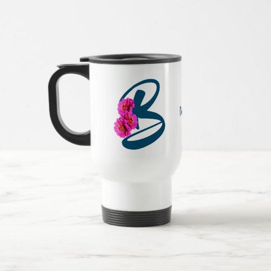 Zinnia Blume Monogramm Initial B Ihr Name Reisebecher (Links)