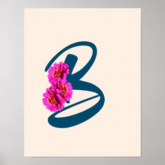 Zinnia Blume Monogramm Initial B Poster (Vorne)