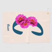 Zinnia Blume Monogramm Initial C Ihr Name Golfhandtuch (Horizontal)