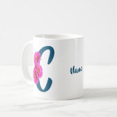 Zinnia Blume Monogramm Initial C Ihr Name Kaffeetasse (Vorderseite Links)