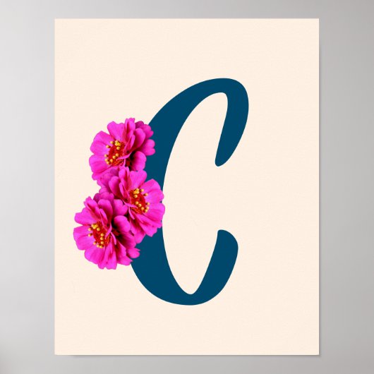 Zinnia Blume Monogramm Initial C Poster (Vorne)
