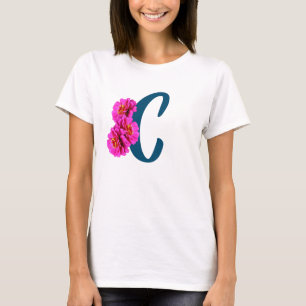 Zinnia-Blume Monogramm Initial-C-T - Shirt