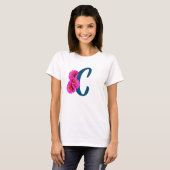 Zinnia-Blume Monogramm Initial-C-T - Shirt (Vorne ganz)