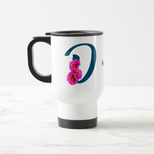 Zinnia Blume Monogramm Initial D Ihr Name Reisebecher (Links)