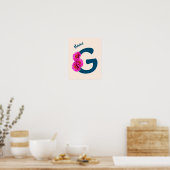 Zinnia Blume Monogramm Initial G Ihr Name Poster (Küche)