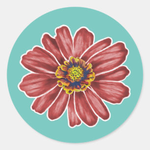 Zinnia-Blume Runder Aufkleber