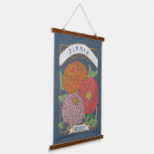 Zinnia Blume Seed Packet (weiche Marine) Wandteppich Mit Holzrahmen (Gewinkelt)