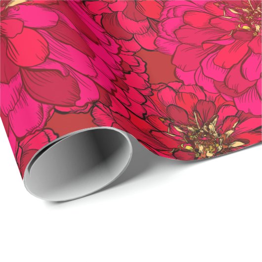 Zinnia Blume Wrapping Paper Geschenkpapier (Rolleneckpunkt)