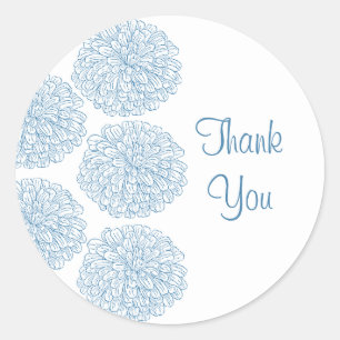 Zinnia Border Danke Stickers, Blue Runder Aufkleber