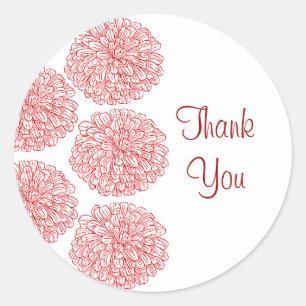 Zinnia Border Danke Stickers, Red Runder Aufkleber