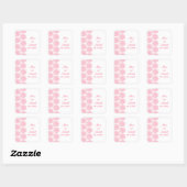 Zinnia Border Wedding Stickers, rosa Quadratischer Aufkleber (Blatt)