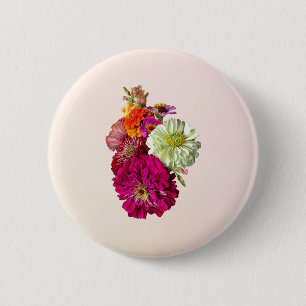Zinnia Bouquet Mixed Colors Button