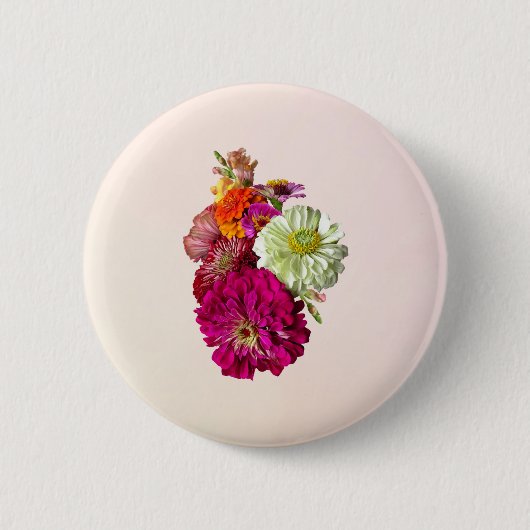 Zinnia Bouquet Mixed Colors Button (Vorderseite)