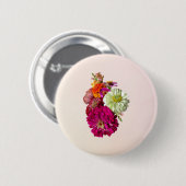 Zinnia Bouquet Mixed Colors Button (Vorne & Hinten)