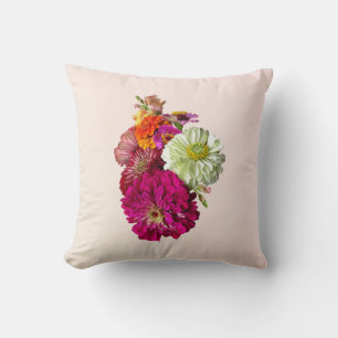 Zinnia Bouquet Mixed Colors Kissen