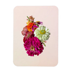 Zinnia Bouquet Mixed Colors Magnet