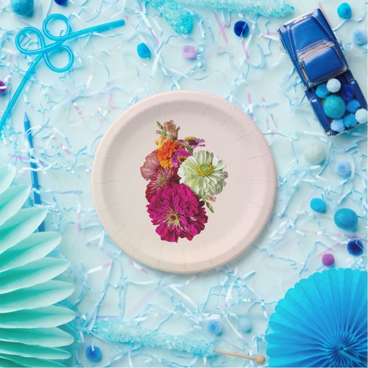 Zinnia Bouquet Mixed Colors Pappteller (Party)