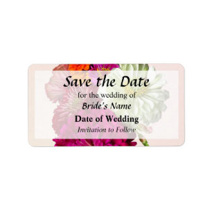 Zinnia Bouquet Mixed Colors Save the Date Adressaufkleber