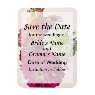 Zinnia Bouquet Mixed Colors Save the Date Magnet