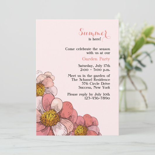 Zinnia-Cluster Einladung (Stehend Vorderseite)