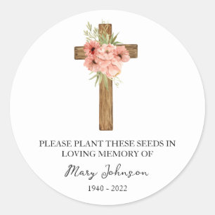 Zinnia Cross Gedenk Funeral Samenpaket Runder Aufkleber