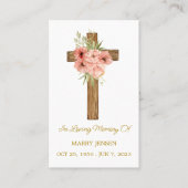 Zinnia Cross Memorial Funeral Prayer Card Visitenkarte (Vorderseite)