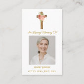 Zinnia Cross Memorial Photo Funeral Prayer Card Visitenkarte (Vorderseite)