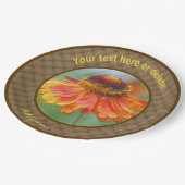 Zinnia Daisy Blume Natur Kunst, Personalisiertes P Pappteller (Schrägansicht)