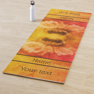 Zinnia Daisy Blume Vintag Sepia Personalisiert Yogamatte