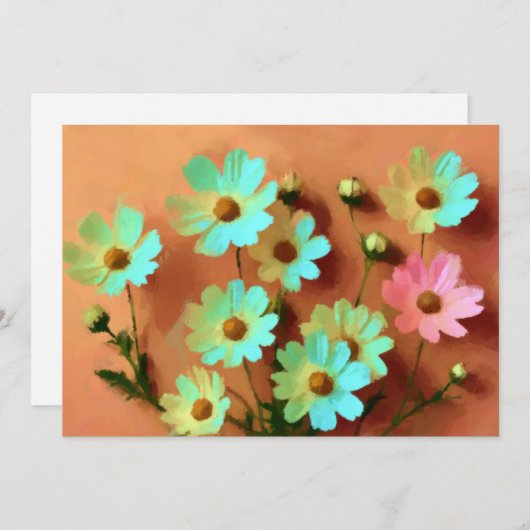 Zinnia Elegans Blume Einladung (Vorne/Hinten)