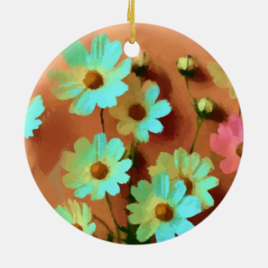 Zinnia Elegans Blume Keramik Ornament (Hinten)