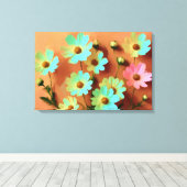Zinnia Elegans Blume Leinwanddruck (Insitu (Holzboden))