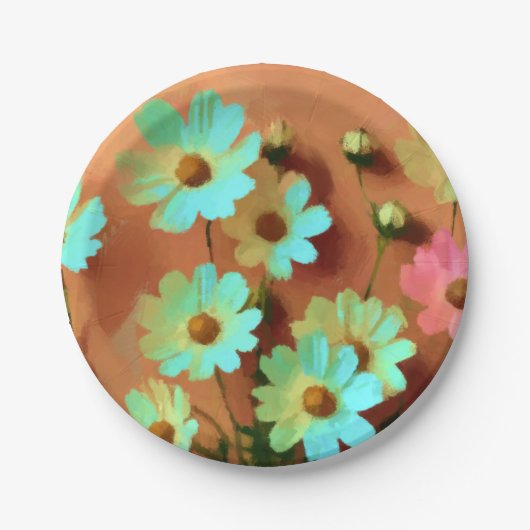 Zinnia Elegans Blume Pappteller (Vorderseite)