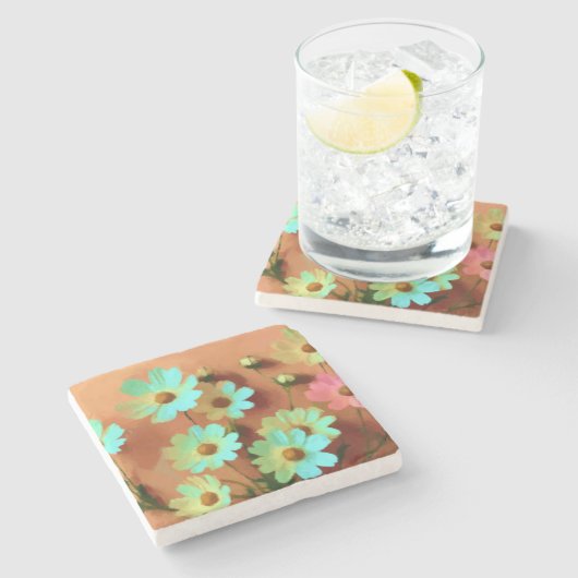 Zinnia Elegans Blume Steinuntersetzer (Seitenansicht)