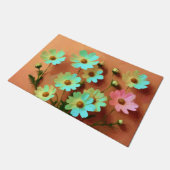 Zinnia Elegans Floral Fußmatte (Schrägansicht)