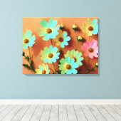 Zinnia Elegans Vibrannt Botanisch Leinwanddruck (Insitu (Holzboden))