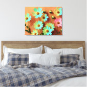 Zinnia Elegans Vibrannt Botanisch Leinwanddruck (Insitu (Schlafzimmer))